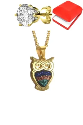 Coffret rouge hibou chouette Or