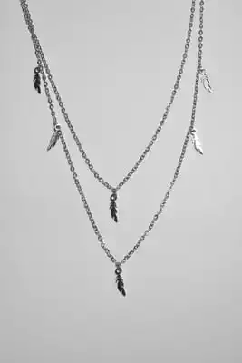 collier plume Argent