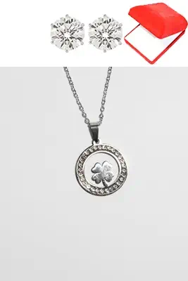 Coffret rouge tréfle Argent