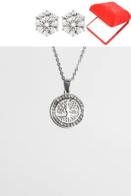 Coffret rouge arbre de vie Argent