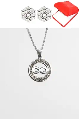 Coffret collier en forme de infini huit en Acier inoxydable Argent