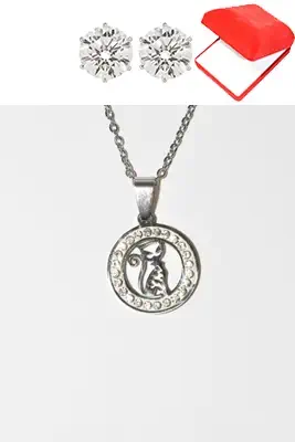 Coffret collier en forme de chat dessin artiste en acier inoxydable Argent