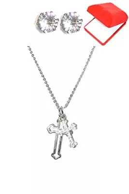 coffret chaîne en acier croix Argent