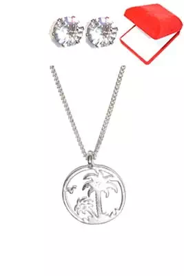 coffret chaîne en acier palmier Argent