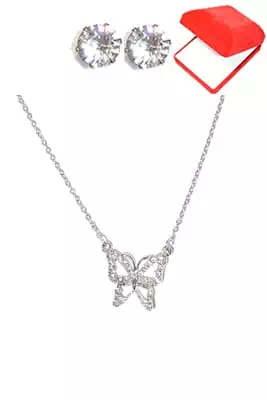 coffret chaîne en acier papillon Argent