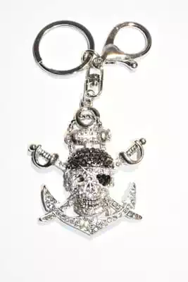 porte-cle Tête de mort pirate multicolore