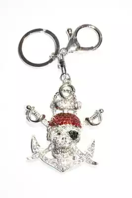 porte-cle Tête de mort pirate multicolore