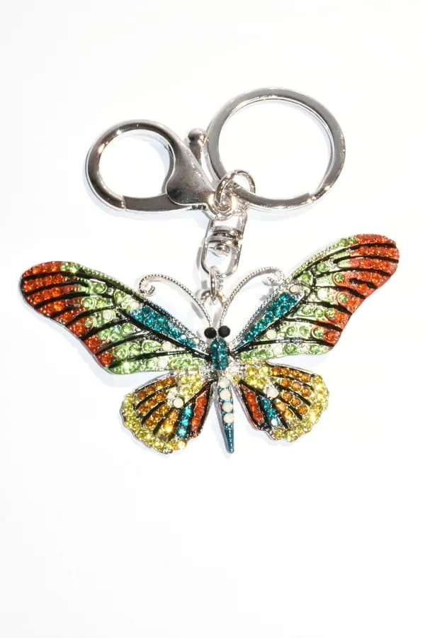 porte-cle papillon multicolore