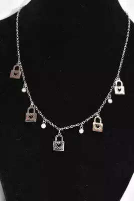 Collier coeur cadenas Argent