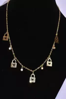 Collier cadenas coeur or