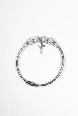 Jonc croix chapelet Argent