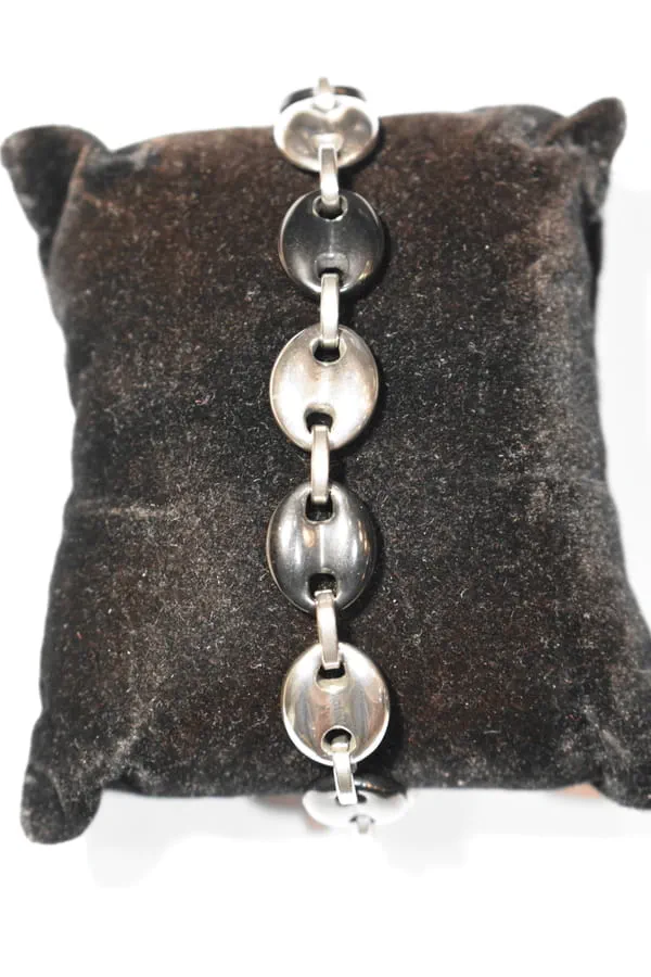 Bracelet graine de café homme Noir Argent