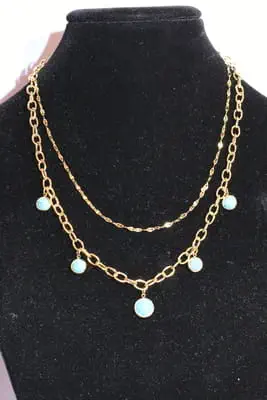 Collier pierre turquoise Or