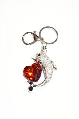 porte-cle dauphin coeur Argent