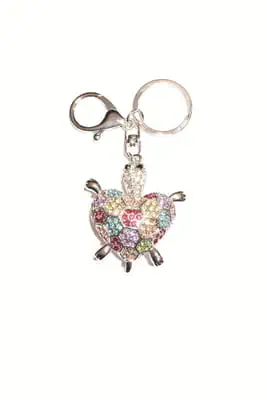 porte-cle tortue coeur Argent