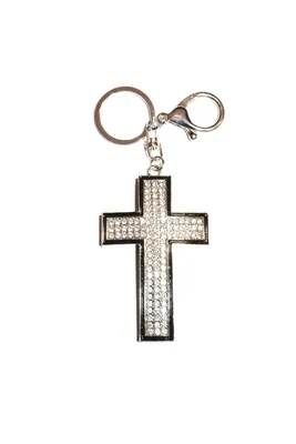 porte-cle croix chapelet Argent