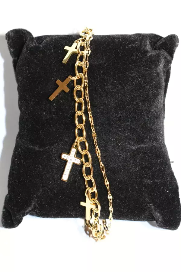 Bracelet croix chapelet Or