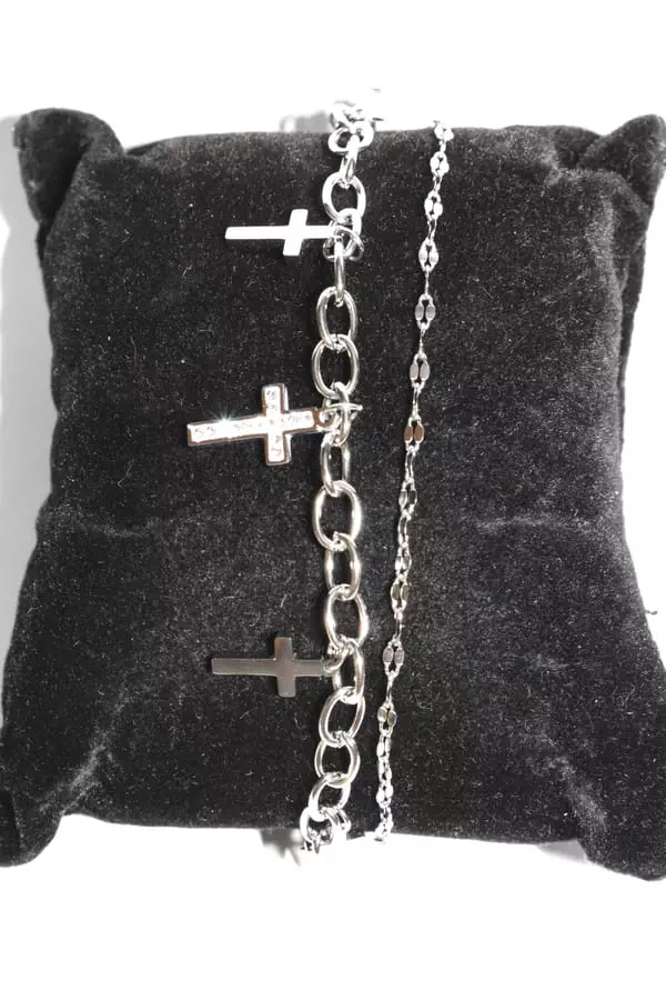 Bracelet croix chapelet Argent