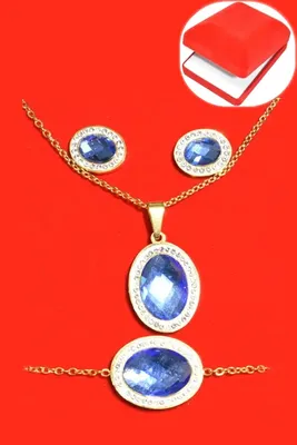 Coffret pierre bleu Parure Or