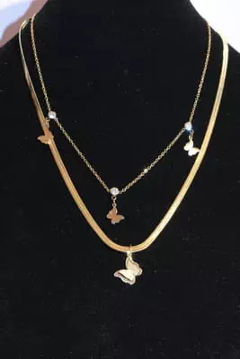 Collier papillon Or