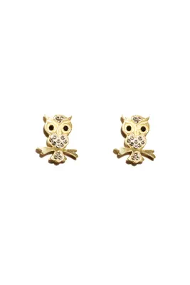 Boucle-d-oreille hibou chouette Or