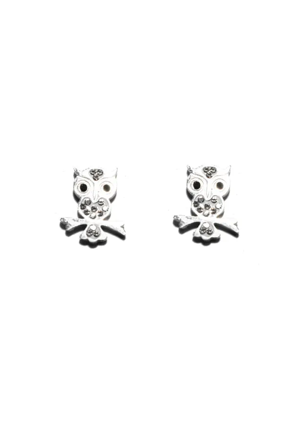 Boucle-d-oreille hibou chouette Argent