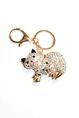 porte-cle chat Or