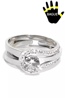 Bague diams taille réglable Argent
