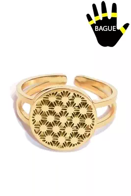 Bague damier taille réglable Or