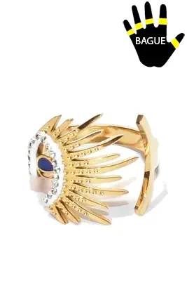 Bague oeil de Fatma taille réglable Or