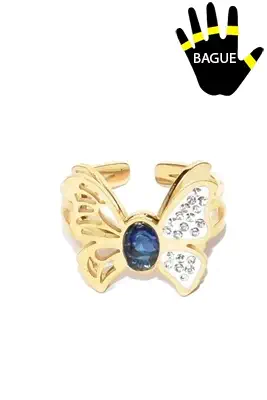 Bague papillon taille réglable Or