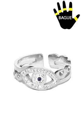 Bague oeil de Fatma taille réglable Argent