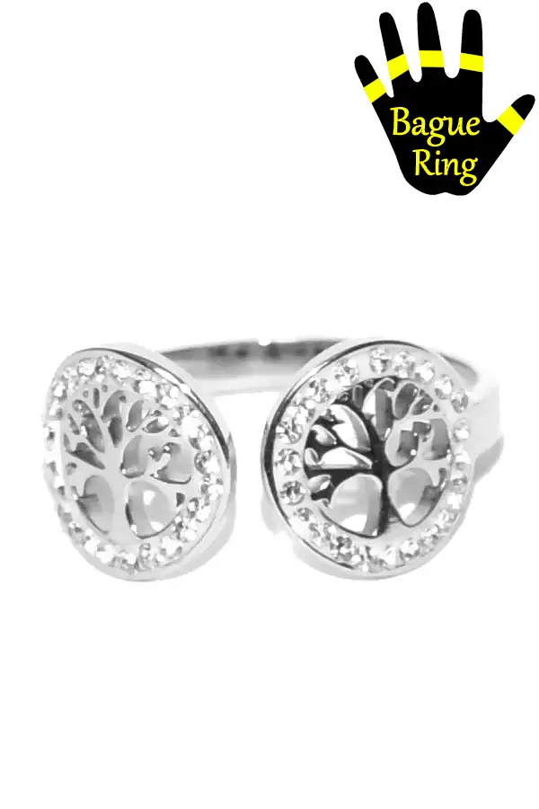 Bague arbre de la vie taille réglable Argent