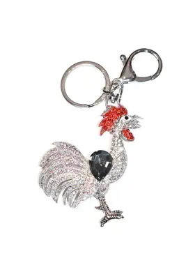 porte-cle coq Argent