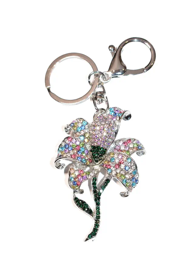 porte-cle fleur Argent