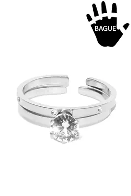 Bague taille réglable diamant Argent