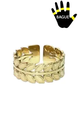 Bague taille réglable feuille Or