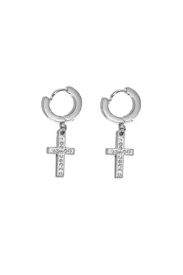 Boucle-d-oreille croix Argent