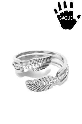 Bague taille réglable feuille Argent
