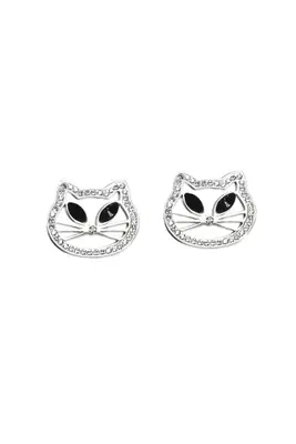 Boucle-d-oreille chat Argent