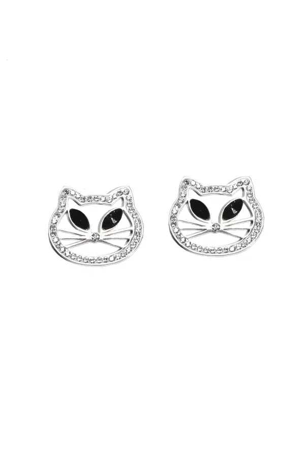 Boucle-d-oreille chat Argent