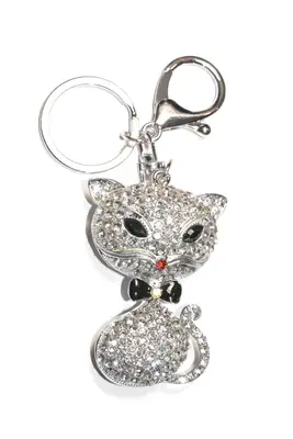 porte-cle chat Argent