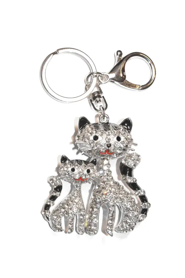 porte-cle chat Argent