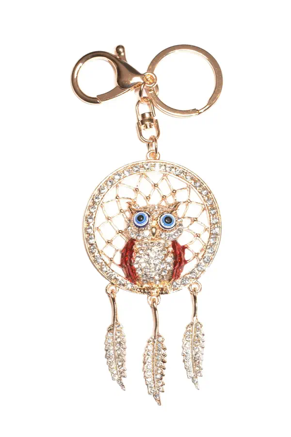 porte-cle hibou attrape rêve Or