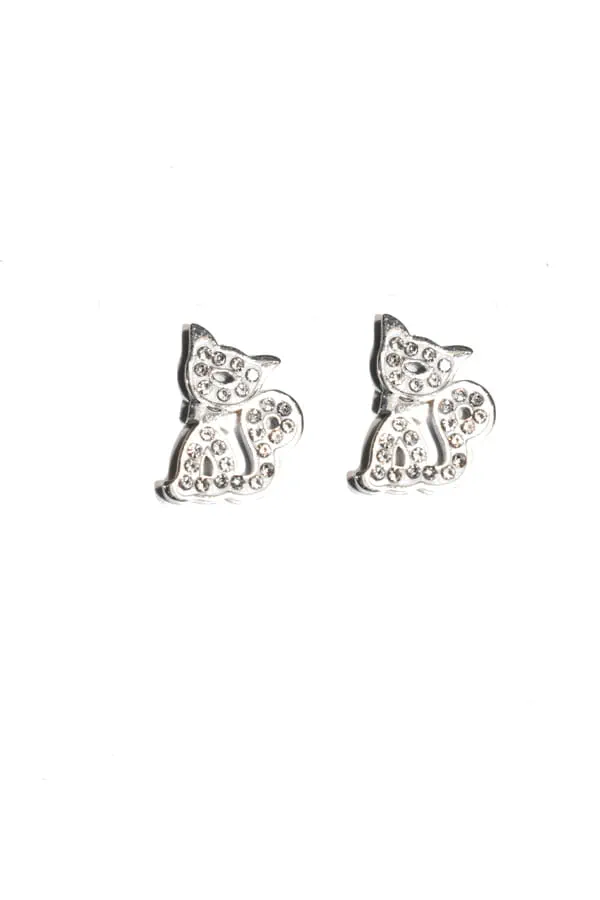 Boucle-d-oreille chat Argent