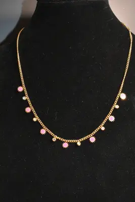 Collier soleil en émail Or