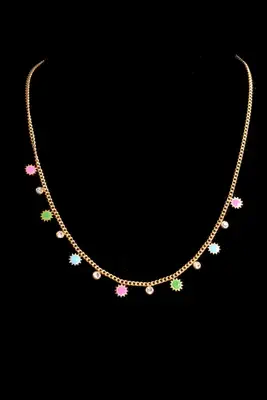 Collier soleil en émail Or