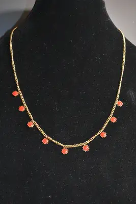 Collier soleil en émail Or