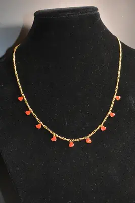 Collier Coeur en émail Or