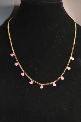 Collier Coeur en émail Or